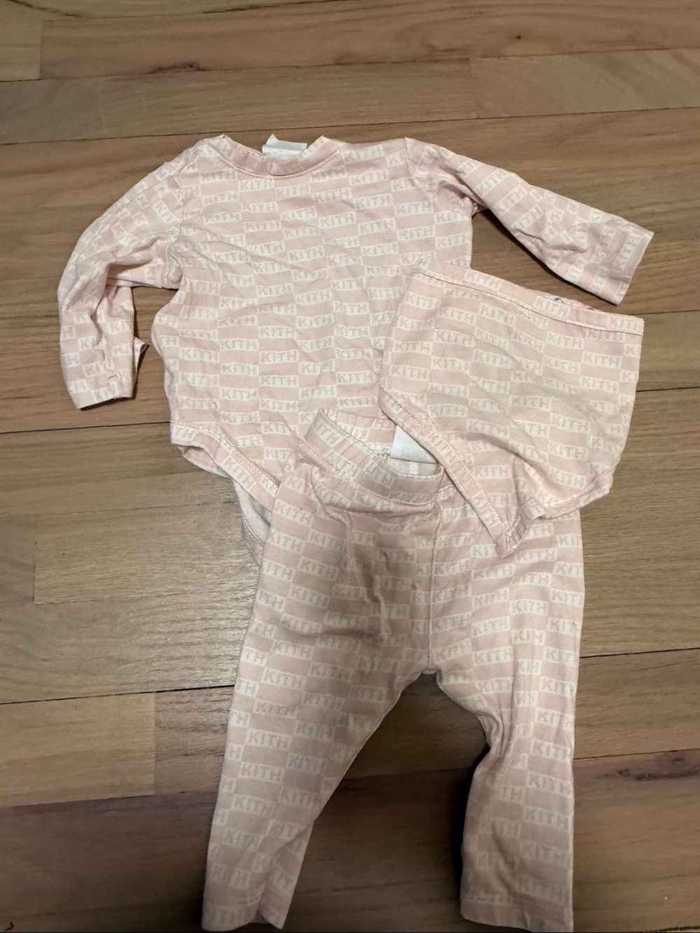 Kith Pale Pink Logo-Repeat Baby 3-Piece Set